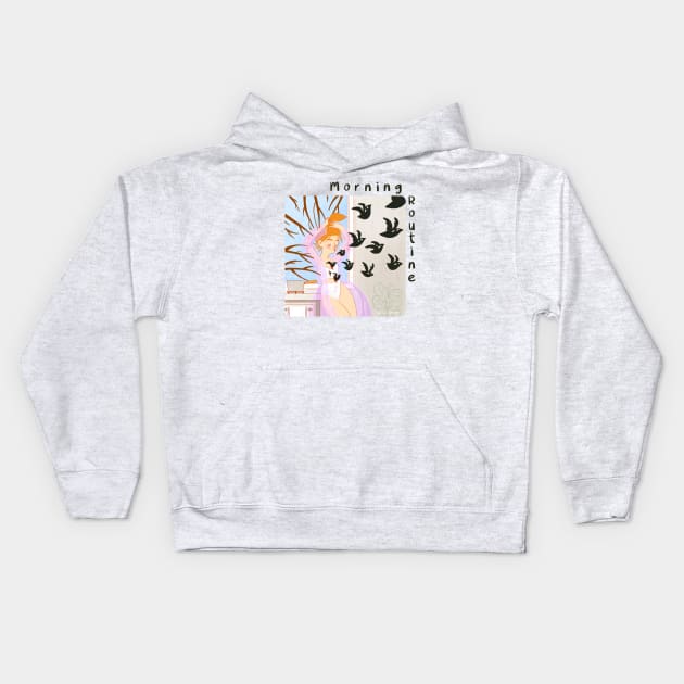 Morning Routine Kids Hoodie by PatriciaCo